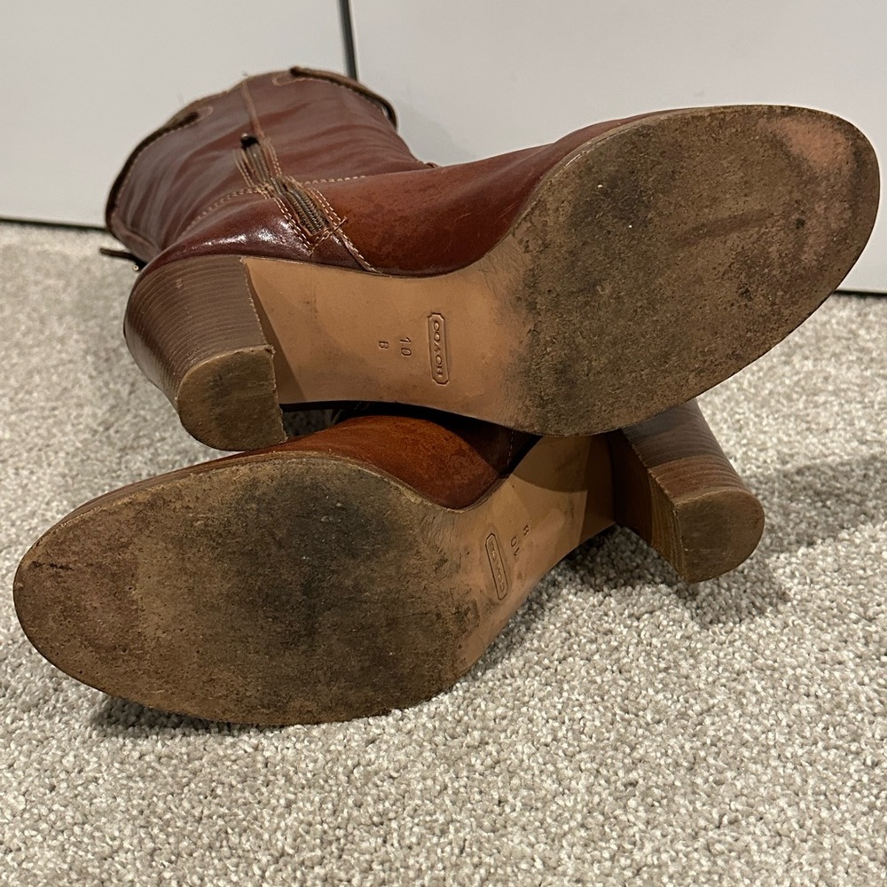 COACH Maxene Calf Q262 Boots - Whiskey 10 - Picture 7 of 9